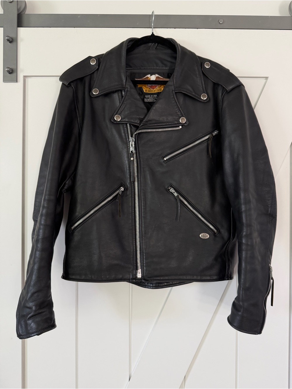 Vintage Harley-Davidson Made in USA Black Leather Motorcycle Biker Jacket